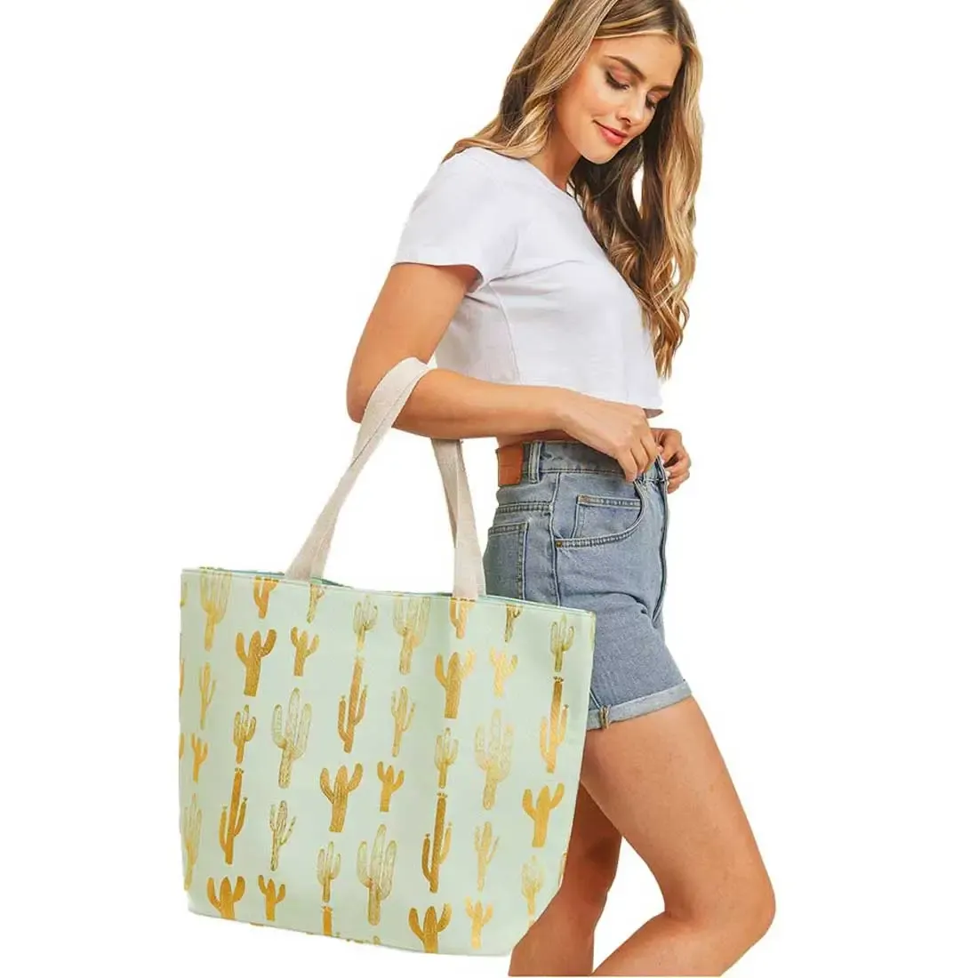 Cactus Foil Beach Bag