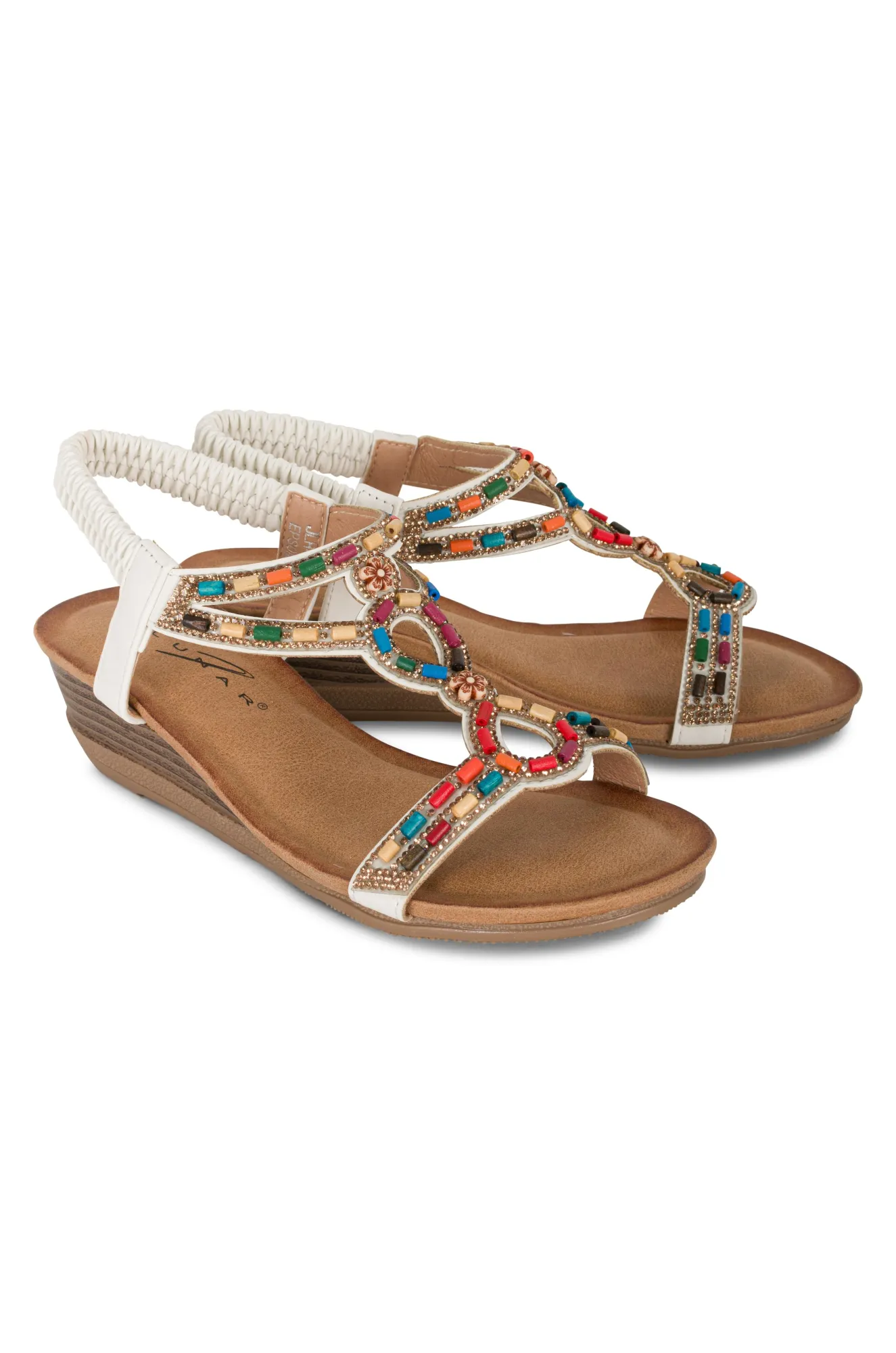 Colourful beaded Sandal | WHITE | EPSOM AB