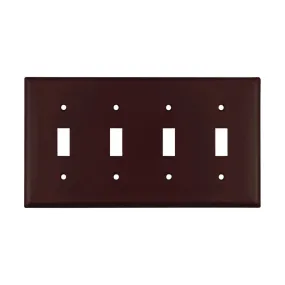 Cooper Wiring Devices  4 - Gang Standard Toggle Plate, Brown