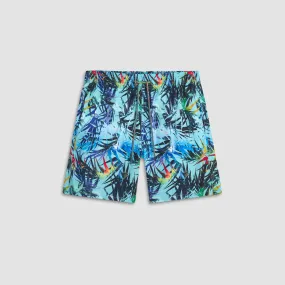 Cosmo Leaf Print Swim Trunks