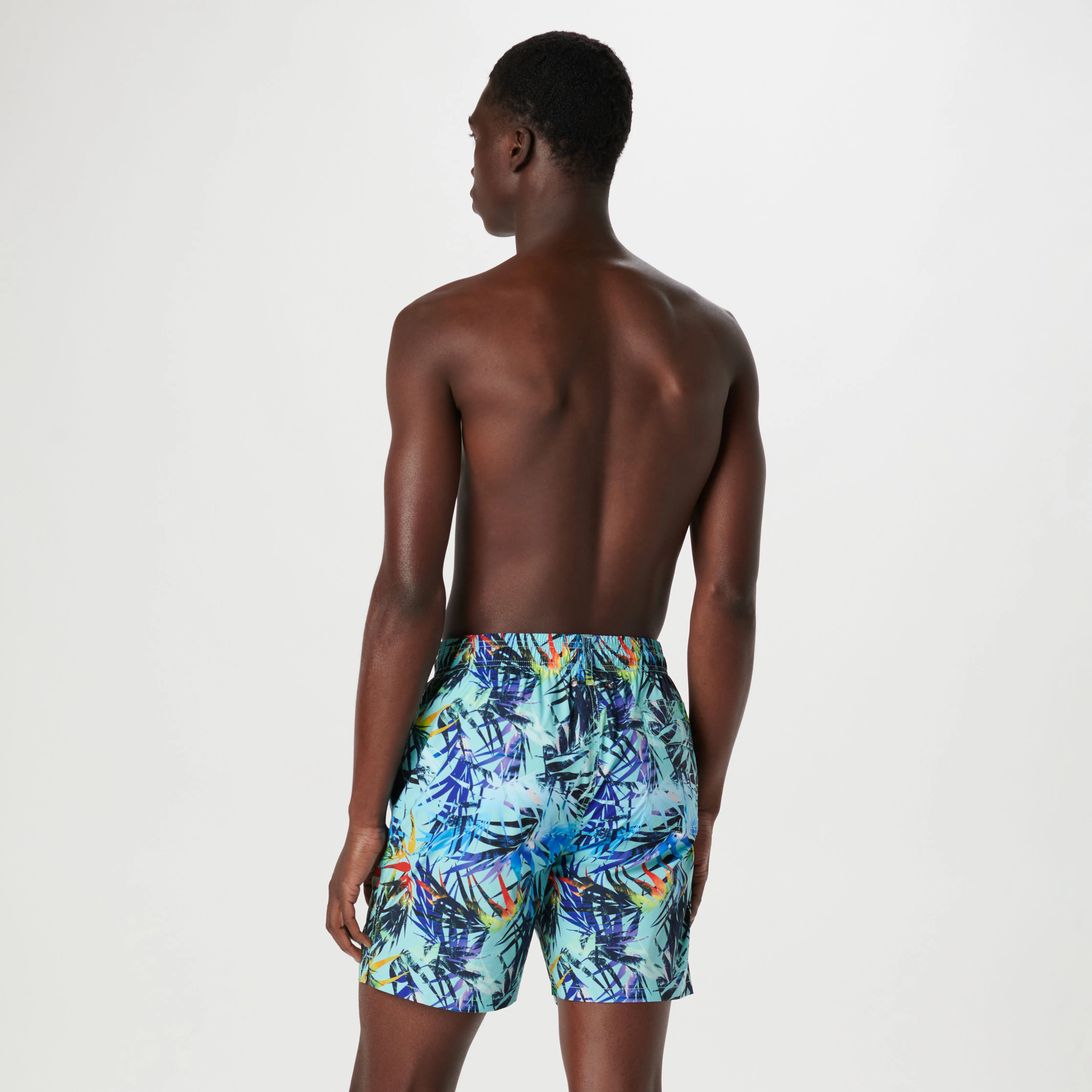 Cosmo Leaf Print Swim Trunks