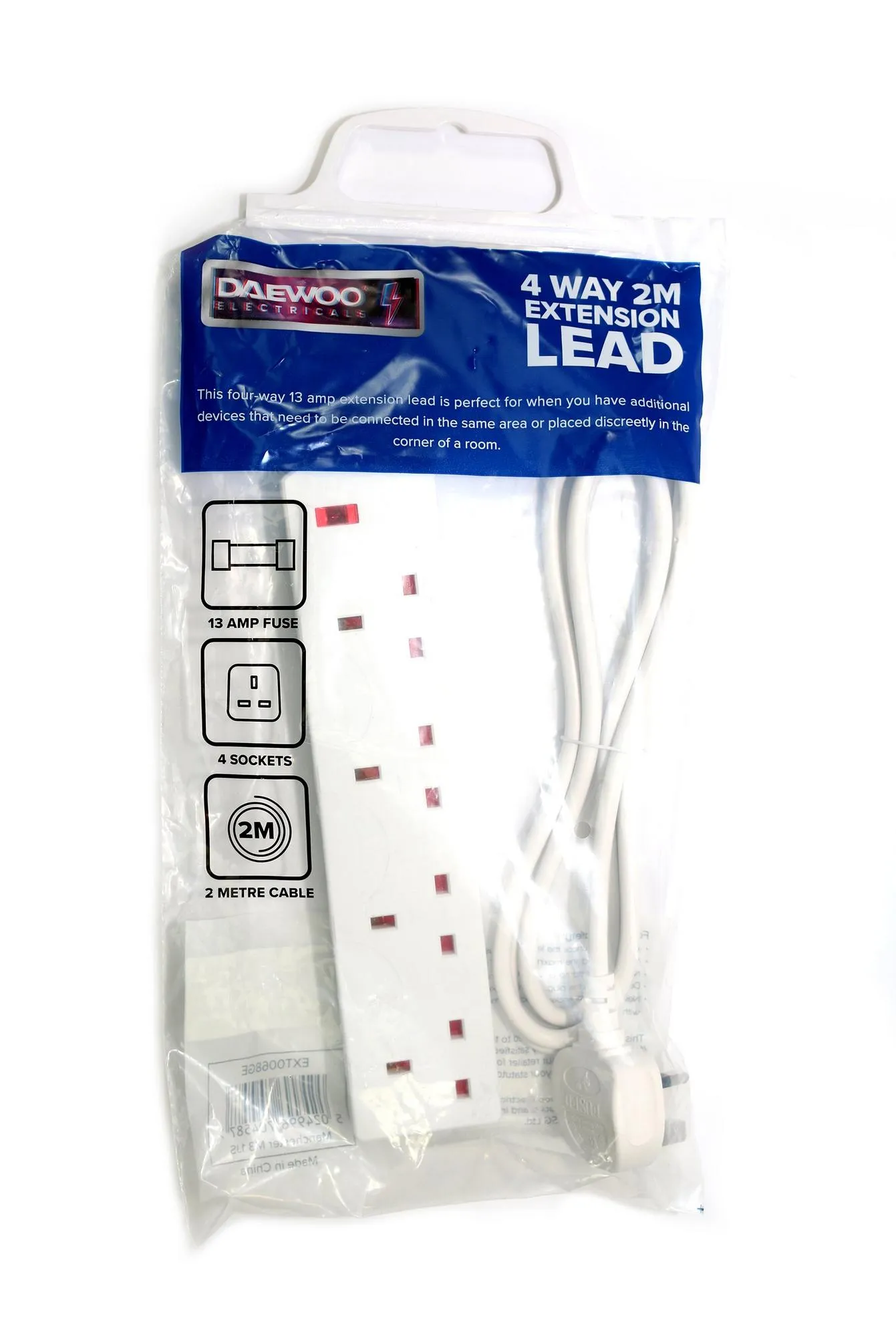 Daewoo 4 Gang 2 Metre Extension Lead