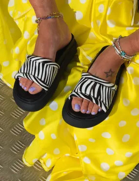 Demi Zebra Satin Slider Sandals