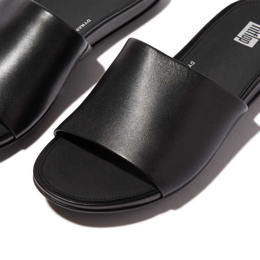 FitFlop Gracie Leather Pool Slides Black/Black