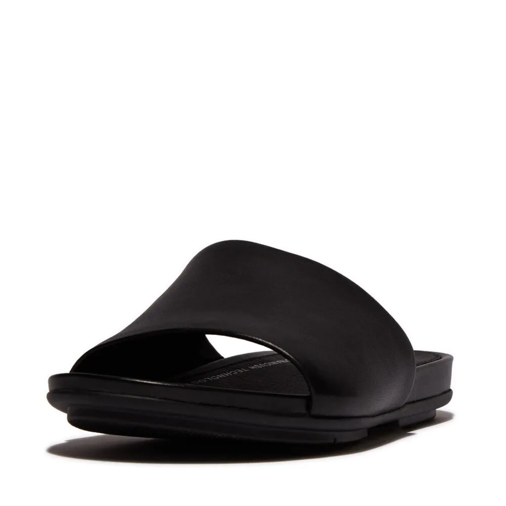 FitFlop Gracie Leather Pool Slides Black/Black