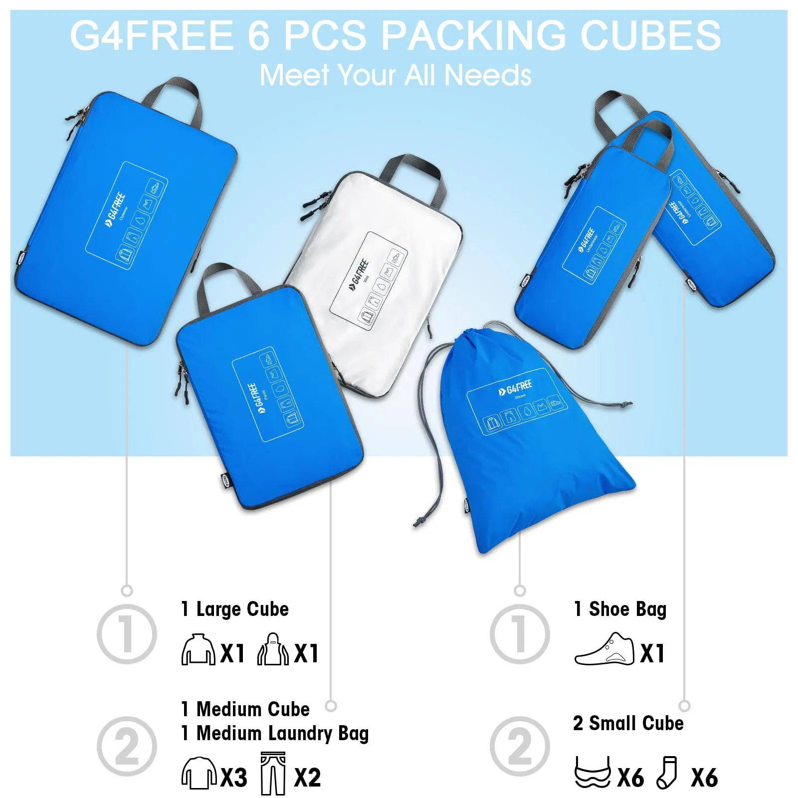 G4Free 6 Set Compression Packing Cube