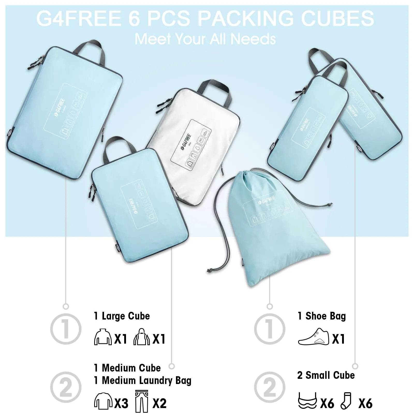 G4Free 6 Set Compression Packing Cube