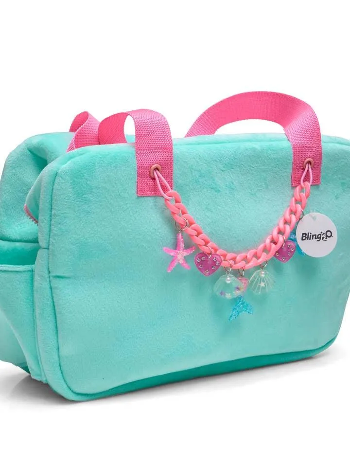 Girls Swimwear | Tote Beach Bag- Teal: Mermaid | Bling 2o