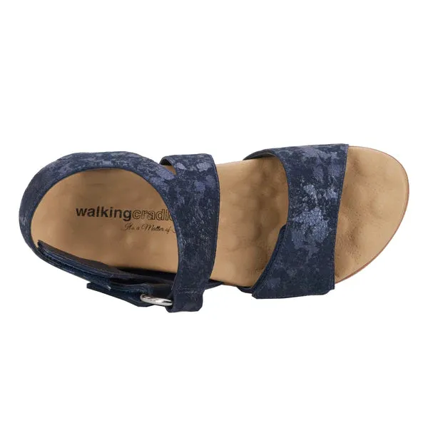 Huntley Sandal: Navy Metallic Drops Leather/Navy Nubuck I Walking Cradle