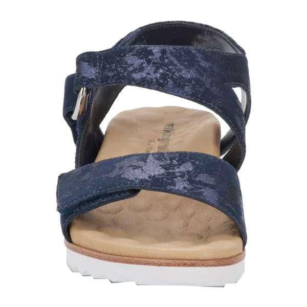 Huntley Sandal: Navy Metallic Drops Leather/Navy Nubuck I Walking Cradle