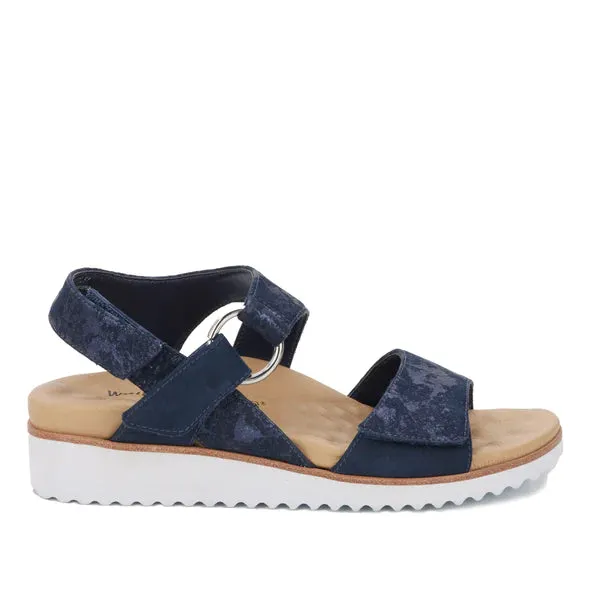 Huntley Sandal: Navy Metallic Drops Leather/Navy Nubuck I Walking Cradle