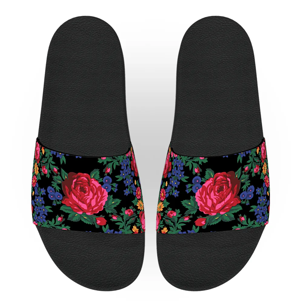 Kokum Floral (Black) - Unisex Slide Sandal