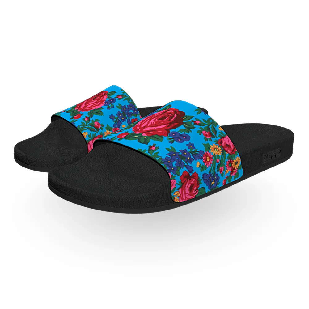 Kokum Floral (Blue) - Unisex Slide Sandal