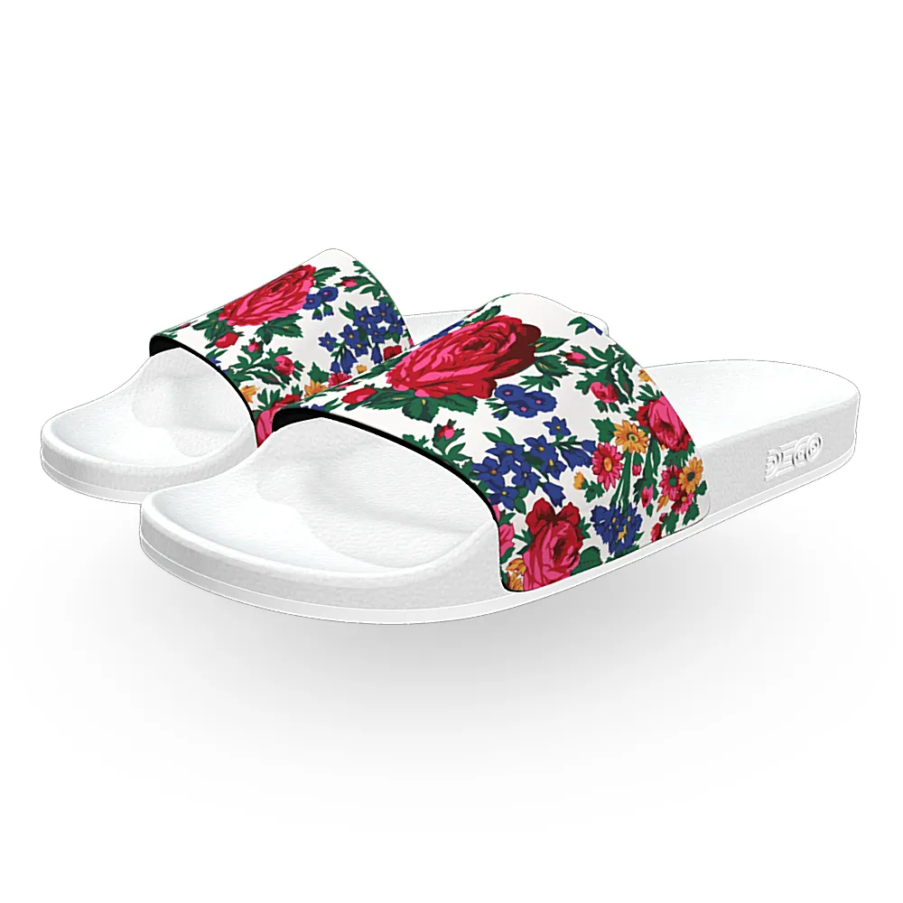 Kokum Floral (White) - Unisex Slide Sandal