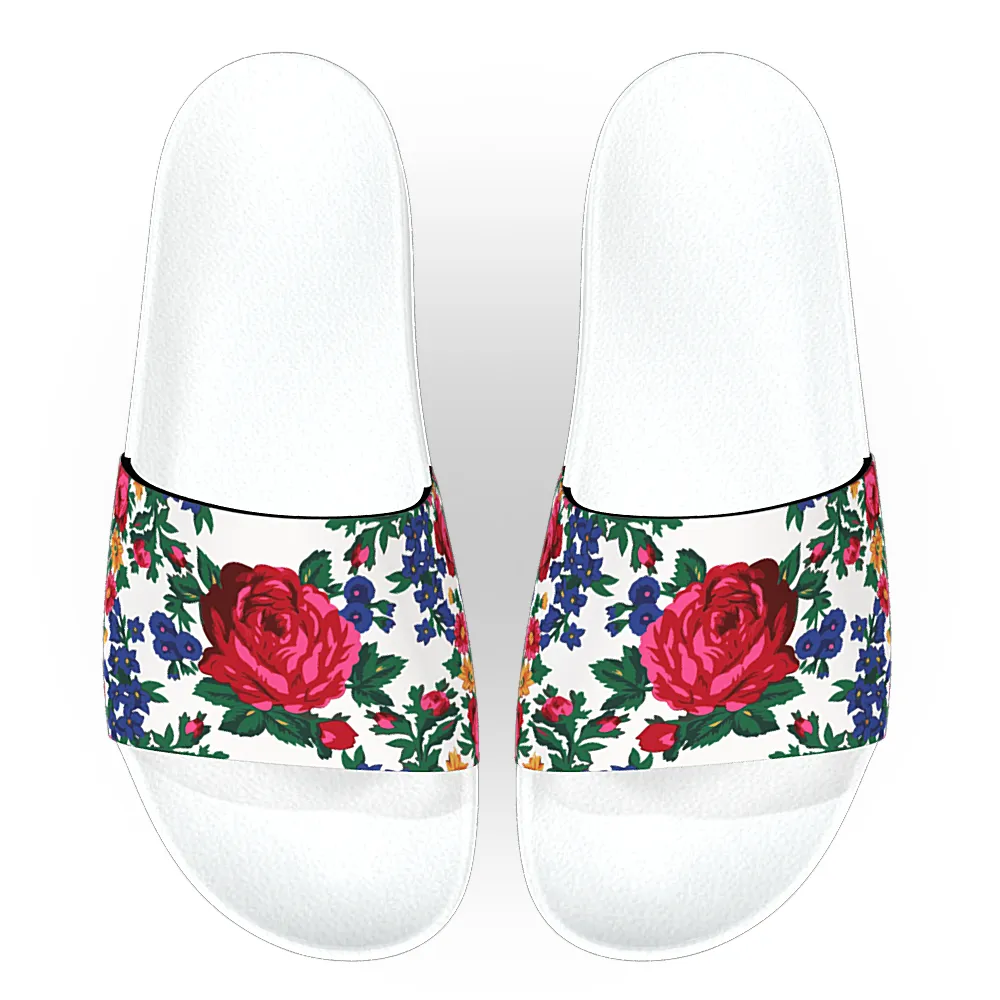 Kokum Floral (White) - Unisex Slide Sandal