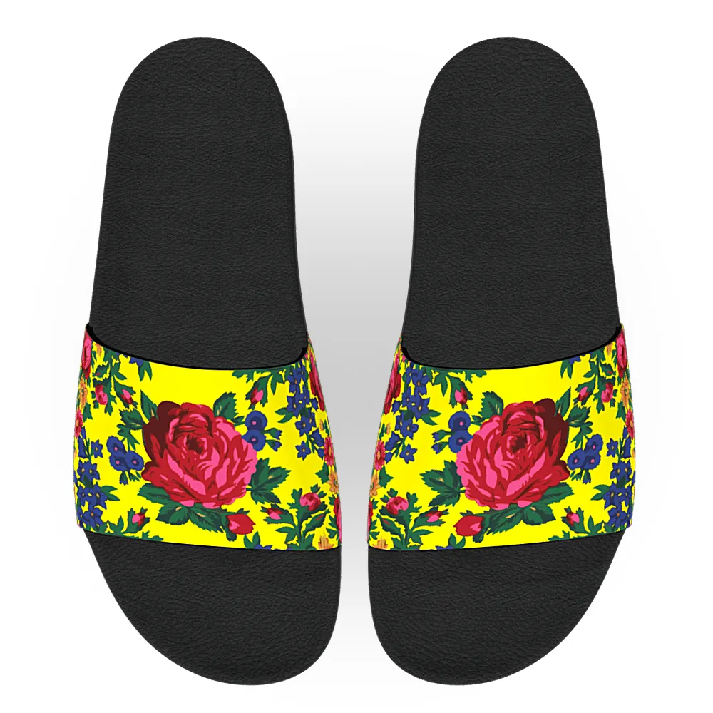 Kokum Floral (Yellow) - Unisex Slide Sandal