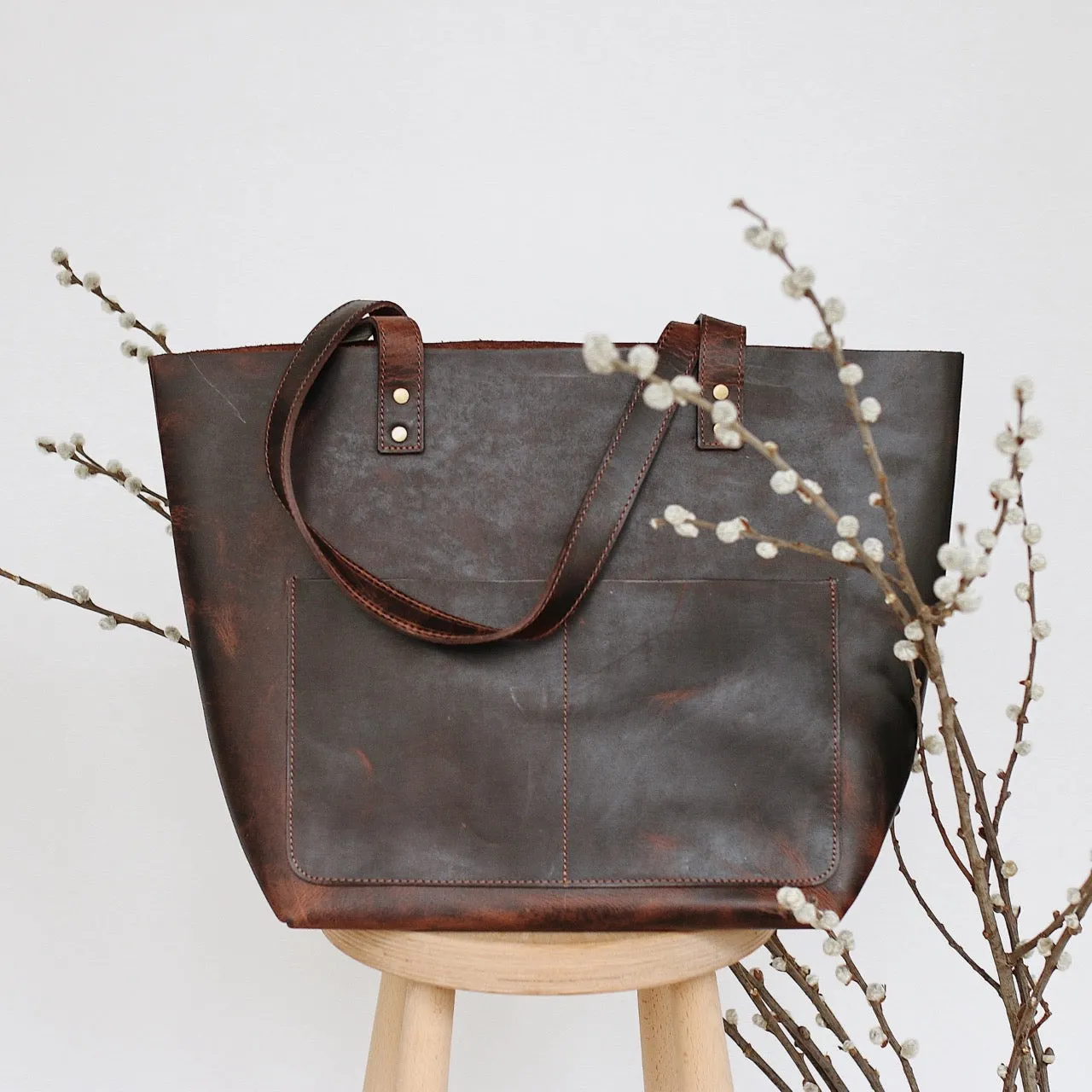 Leather Everyday Tote -Apricus-