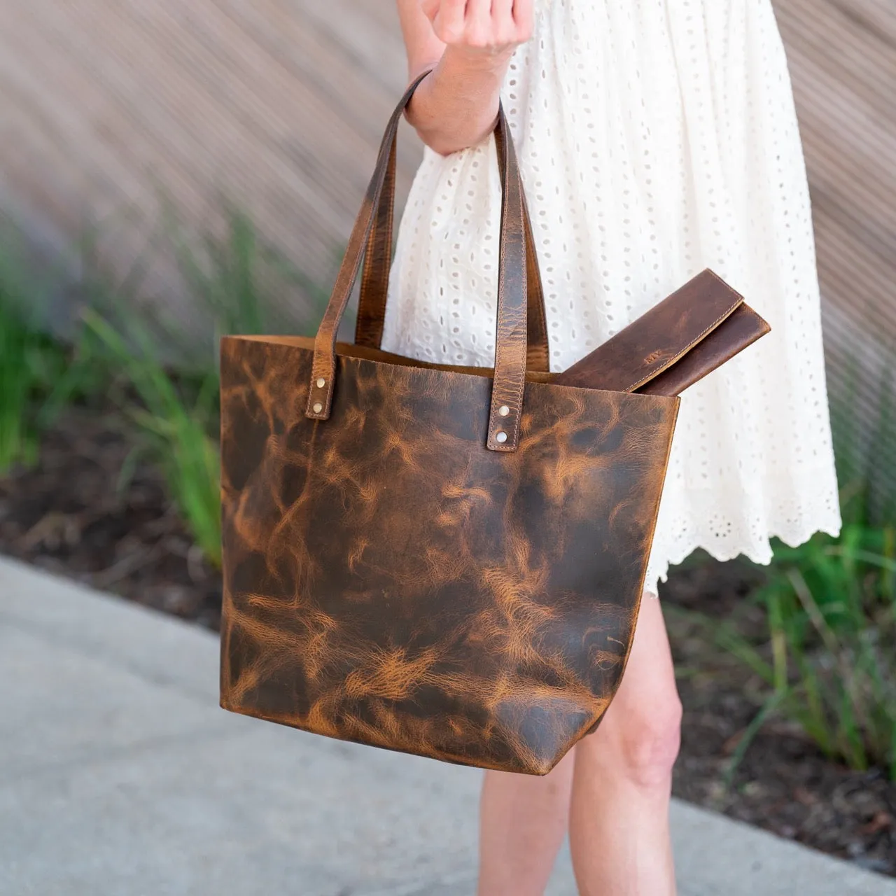 Leather Everyday Tote -Apricus-