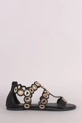 Liliana Strappy Grommet Gladiator Flat Sandal