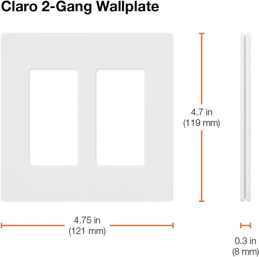 Lutron Claro 2 Gang Decorator/Rocker Wallplate, Gloss, Black (1-Pack)