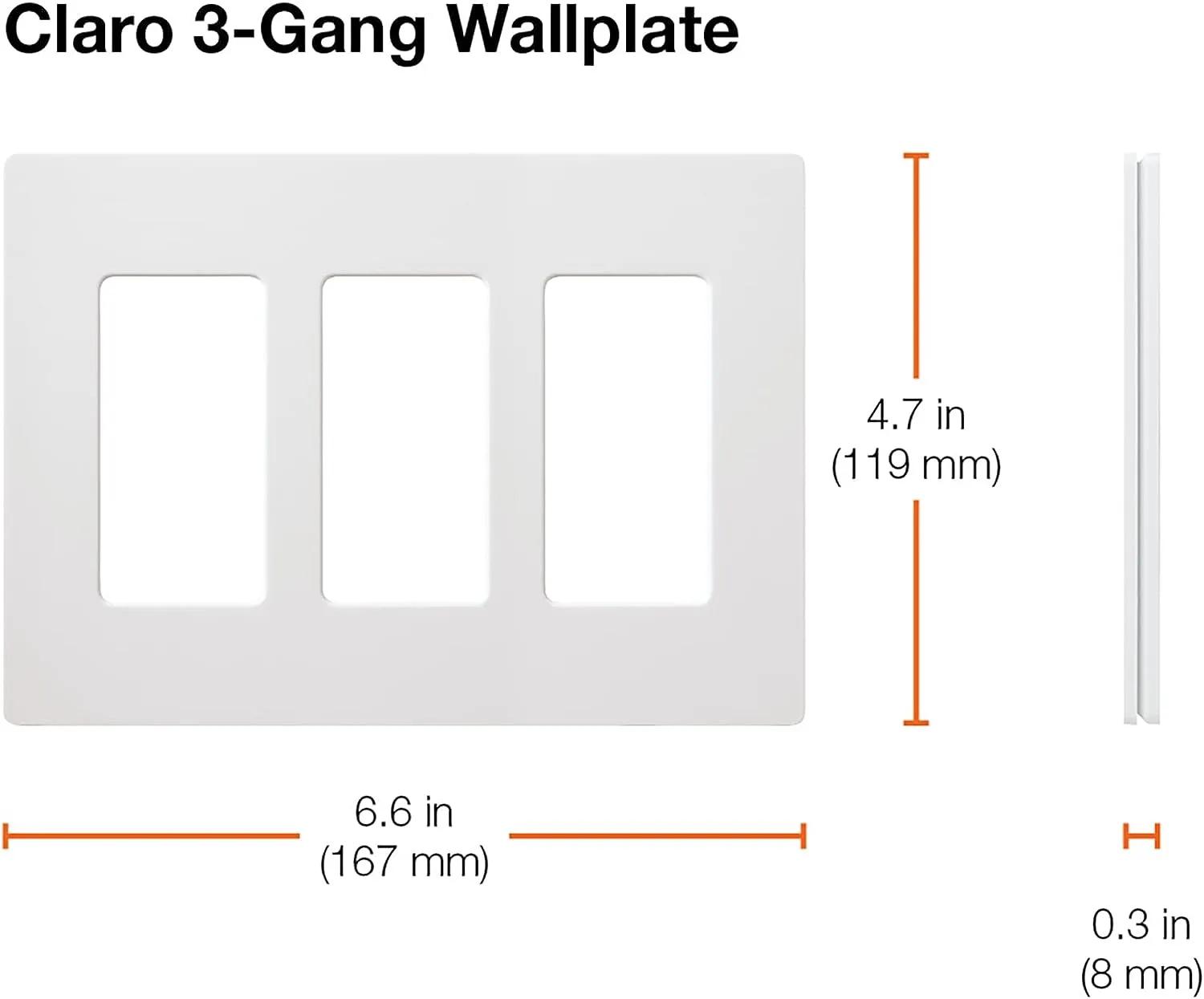 Lutron Claro 3 Gang Decorator/Rocker Wallplate, Gloss, White (1-Pack) |