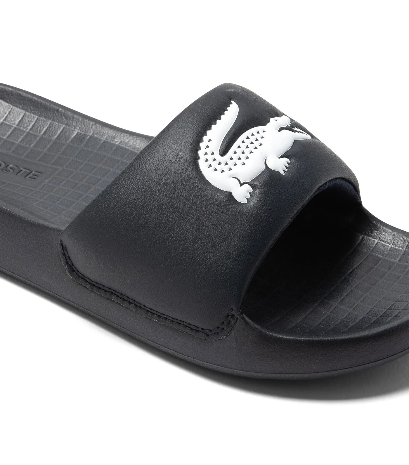 Men's Lacoste Croco 1.0 Synthetic Slides Black/White