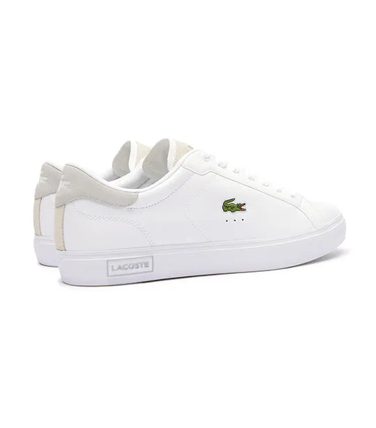 Men's Powercourt Logo Tongue Leather Trainers  White/Light Gray