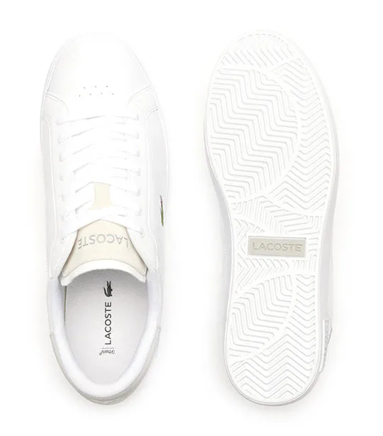 Men's Powercourt Logo Tongue Leather Trainers  White/Light Gray