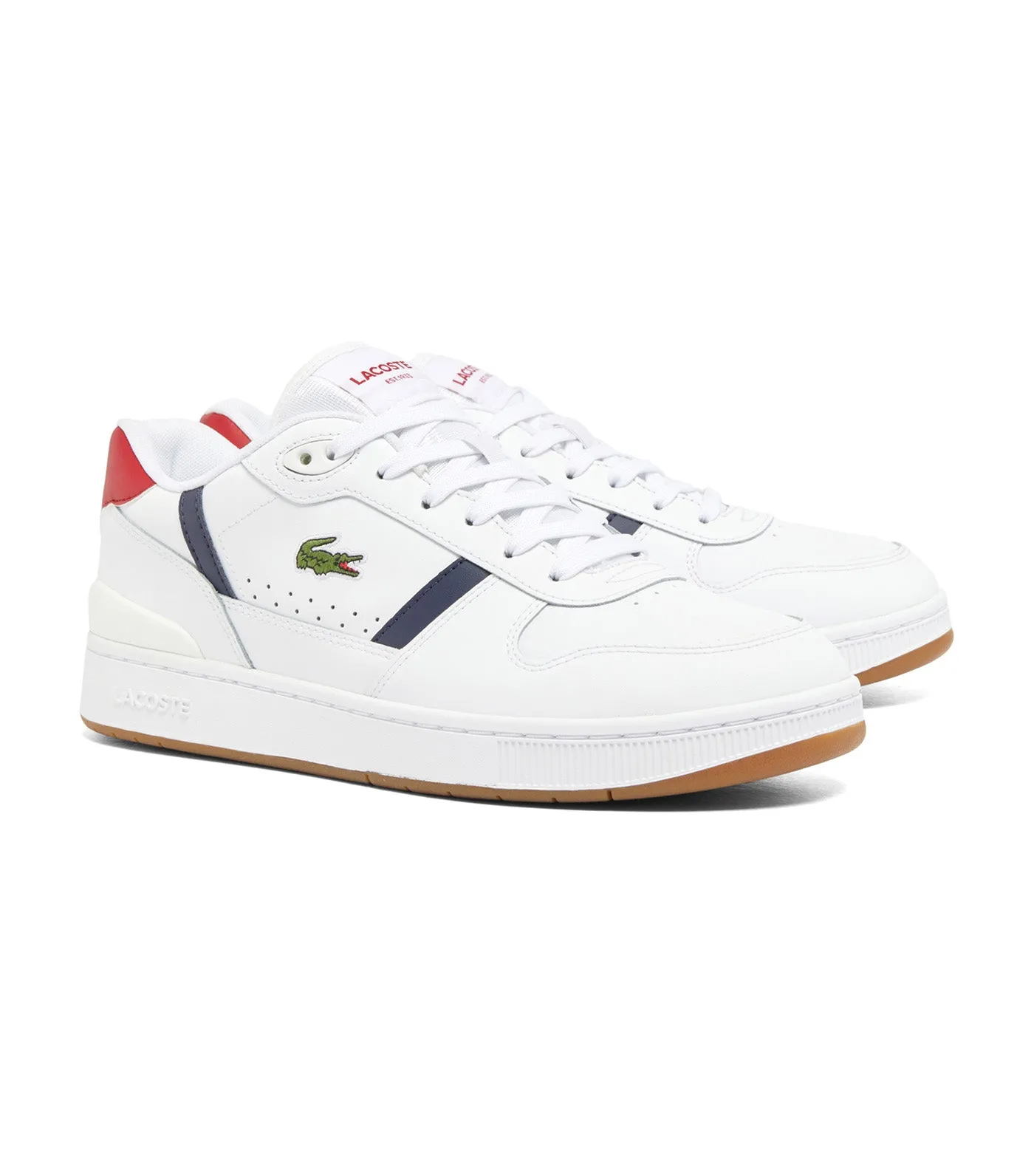 Men's T-Clip Set Leather Trainers White/Navy/Red