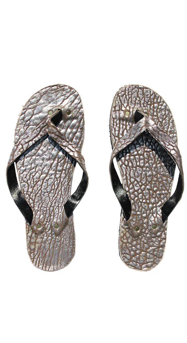 Metallic Lambskin Flip Flops