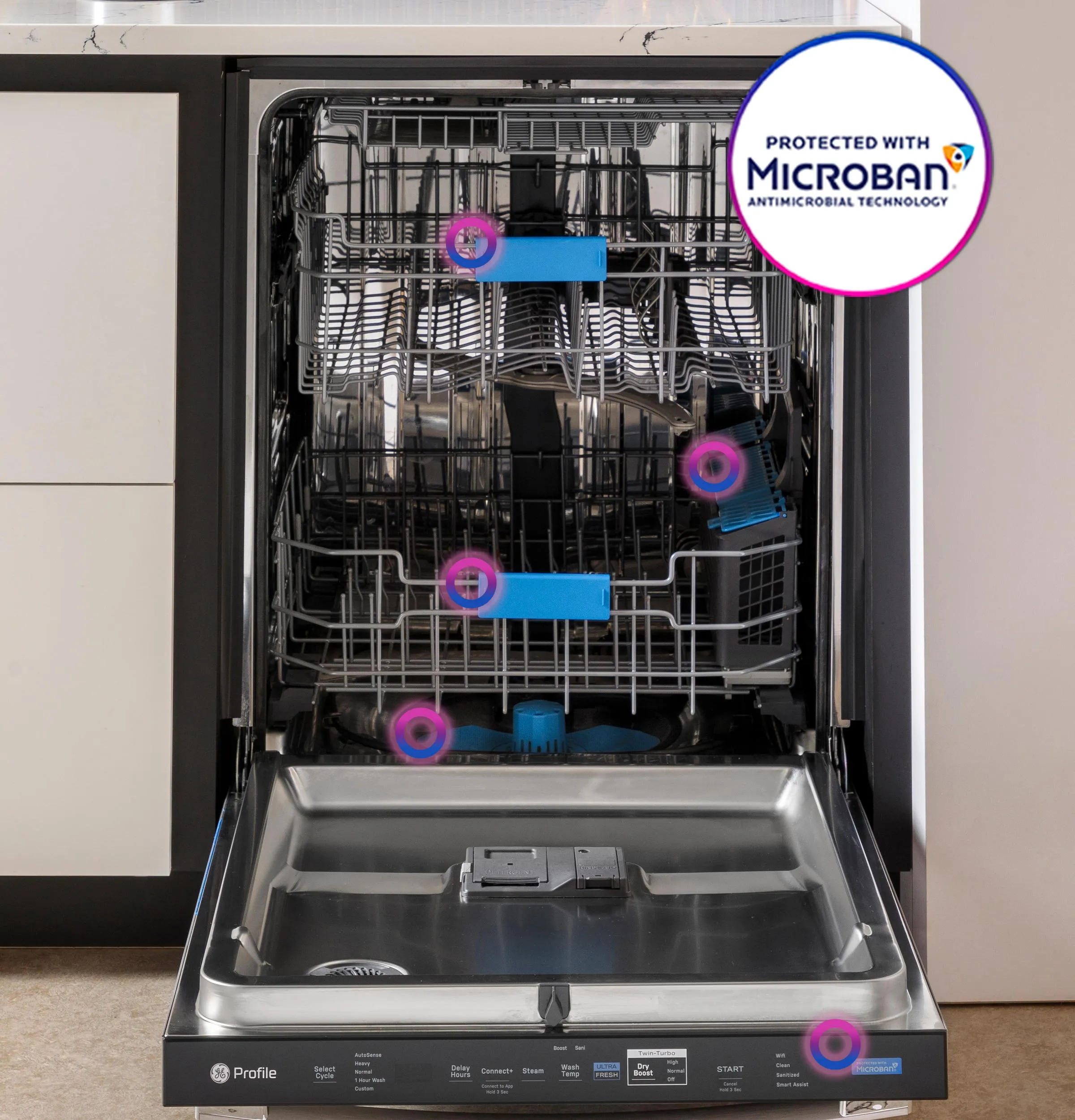 PDT755SBVTS GE Profile™ ENERGY STAR Smart UltraFresh System Dishwasher with Microban™ Antimicrobial Technology with Deep Clean Washing 3rd Rack, 42 dBA