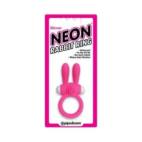 Pipedream Neon Rabbit Ring Vibrating Silicone Cockring With Ears Pink