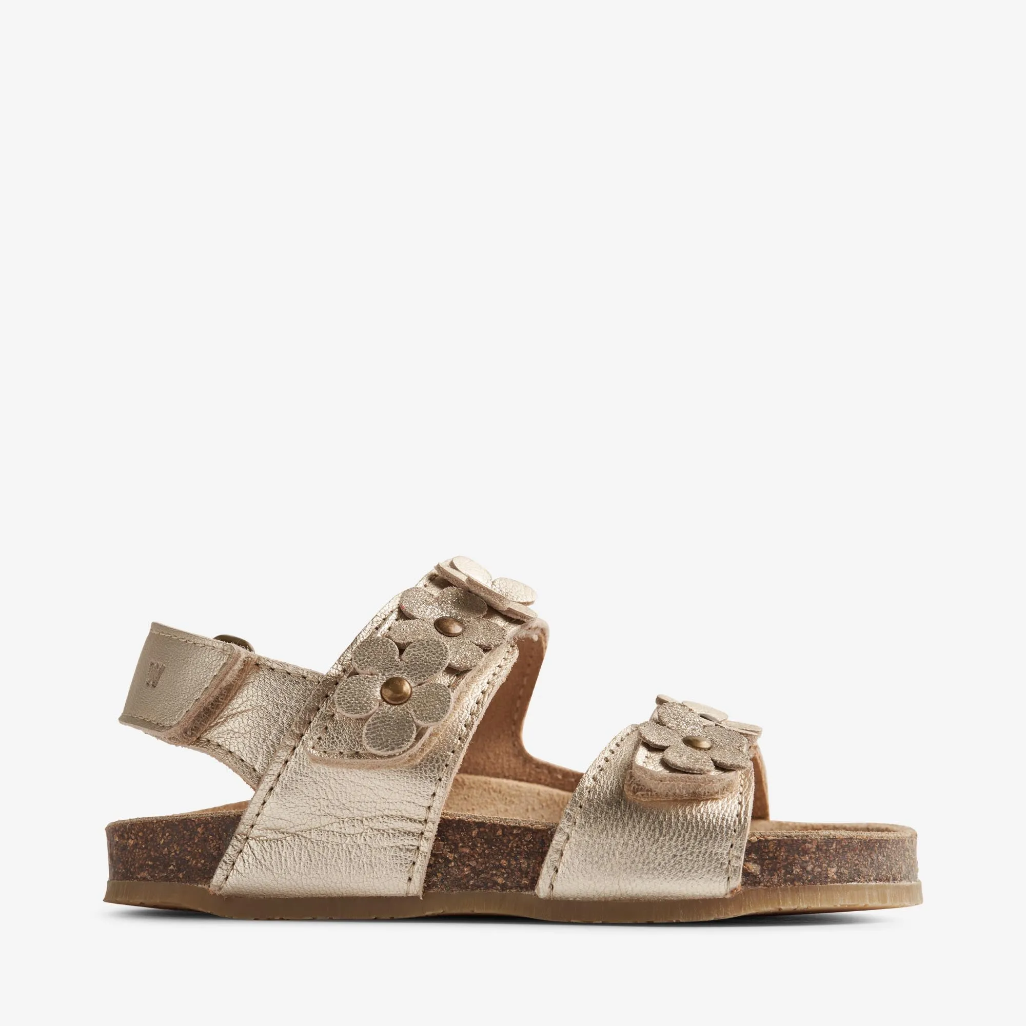 Sandal Cork Open Toe Clare Flowers - light gold