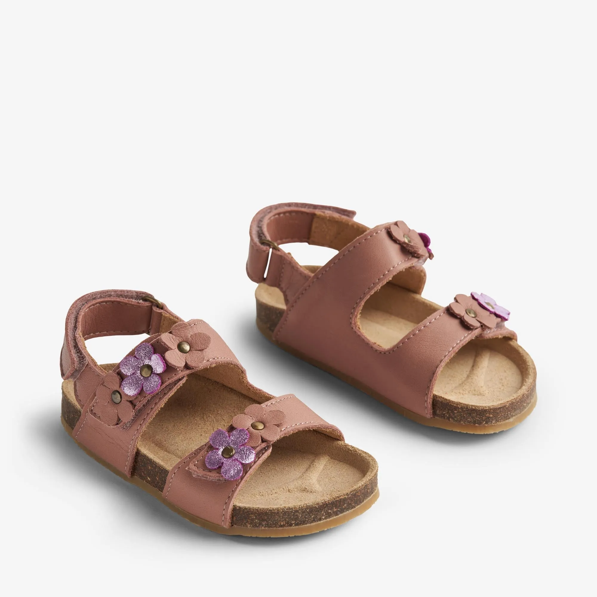 Sandal Cork Open Toe Clare Flowers - old rose