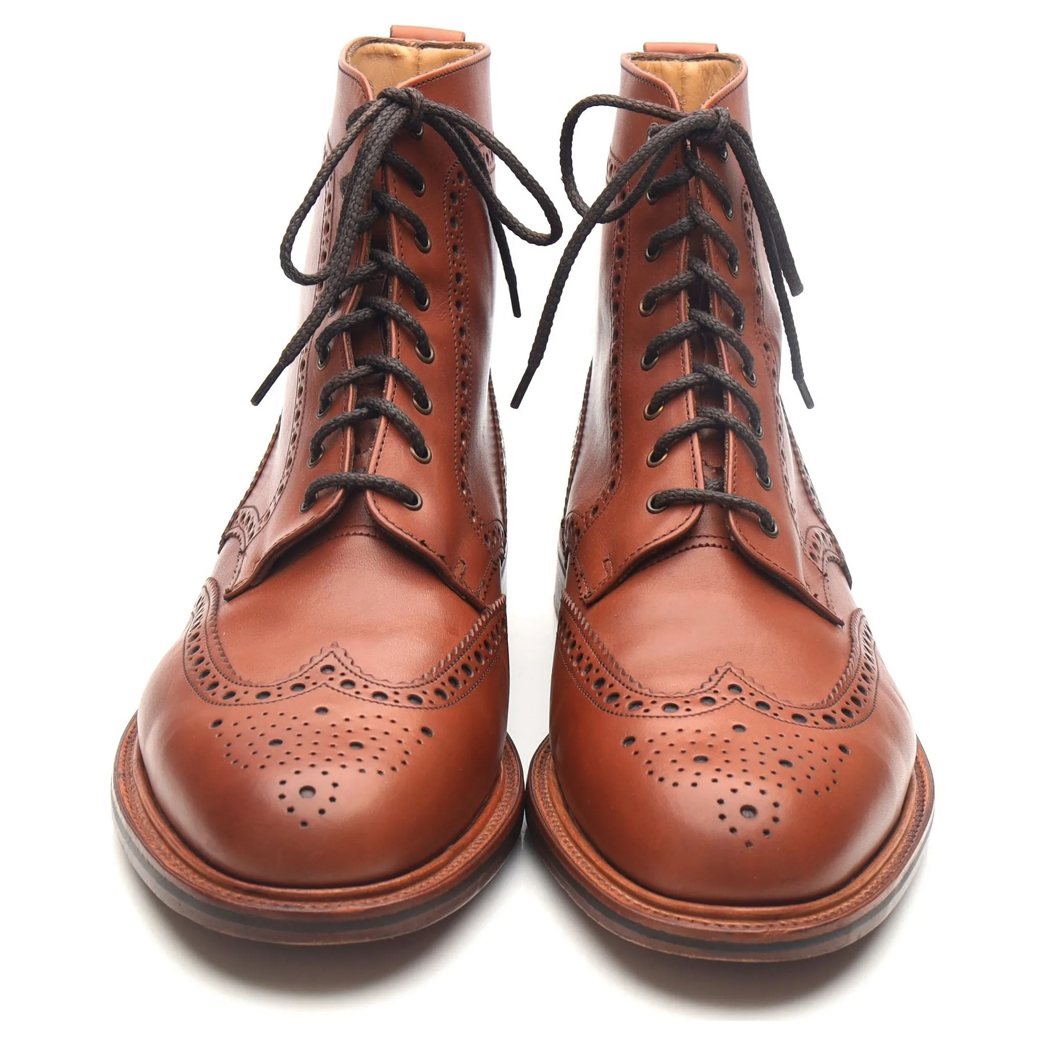 Tan Brown Leather Brogue Boots UK 8.5 F