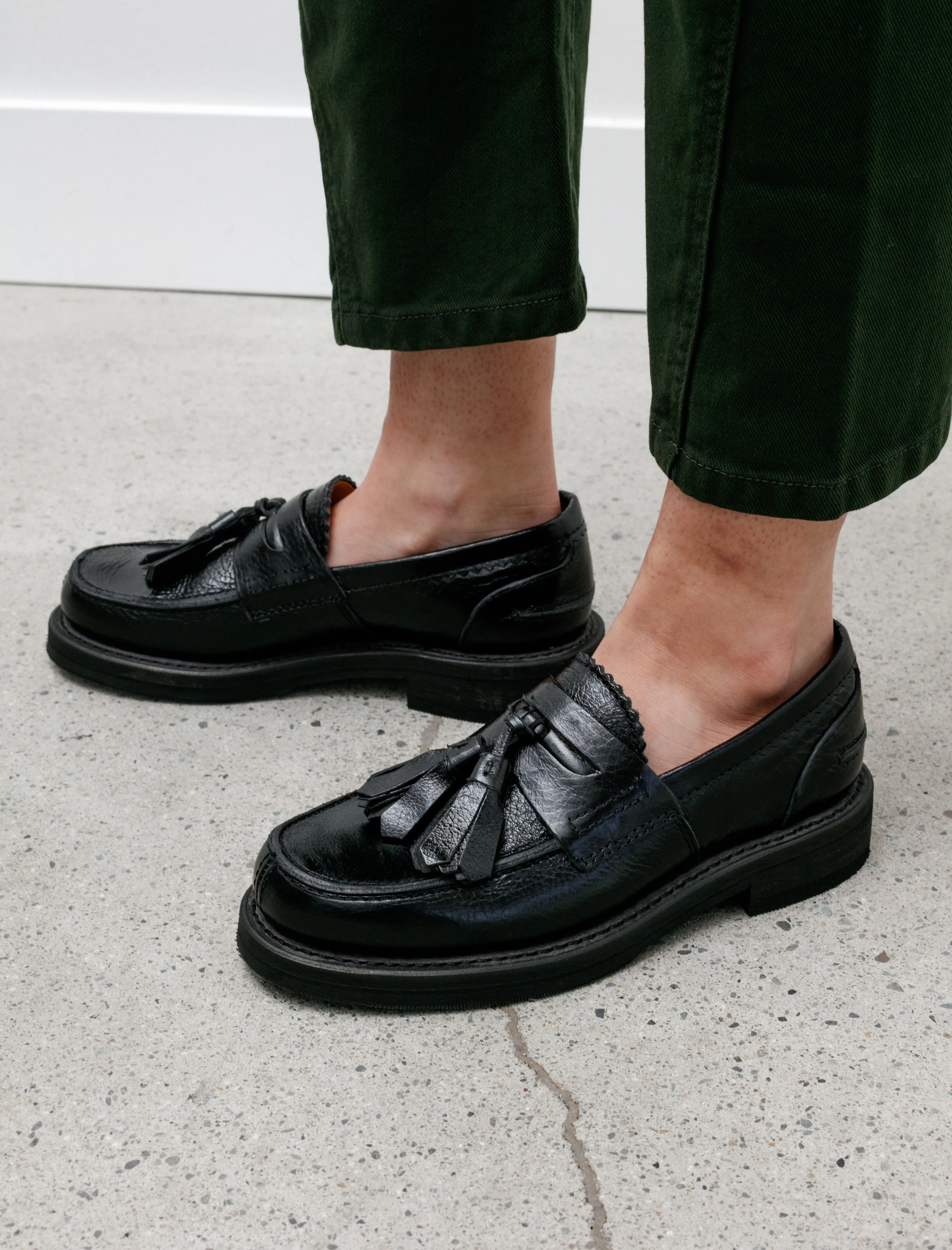 Tassel Loafer Black Crackle Patent Leather