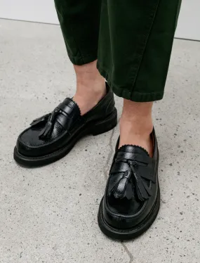 Tassel Loafer Black Crackle Patent Leather