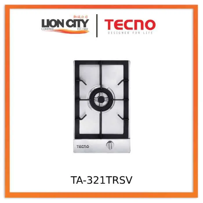 Tecno Uno TA-321 TRSV Domino Gas Hob Stainless Steel 30cm, 1 Burner (Triple Ring)