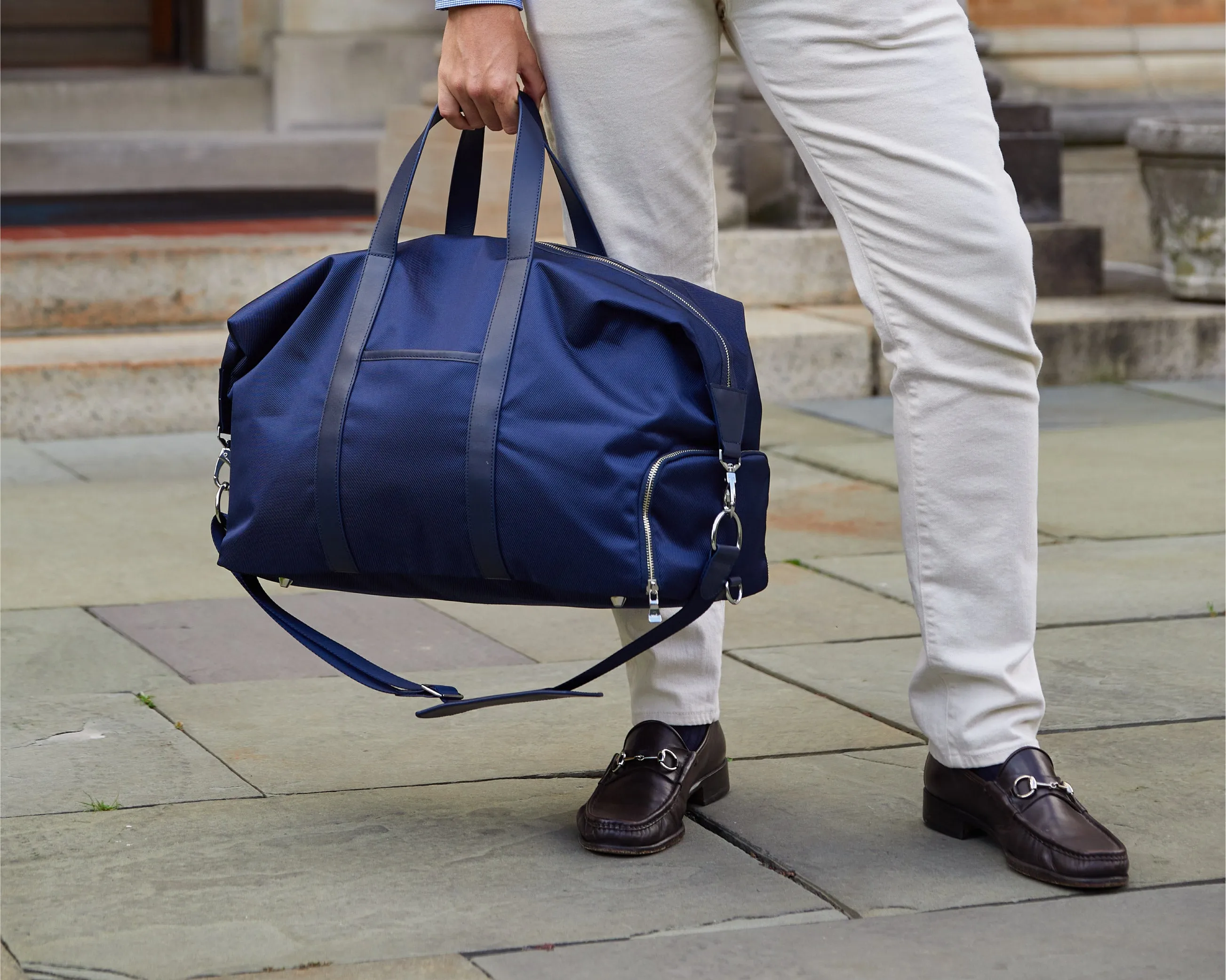 The Byers Duffel Bag: Navy Ballistic - Slate Blue Embroidery