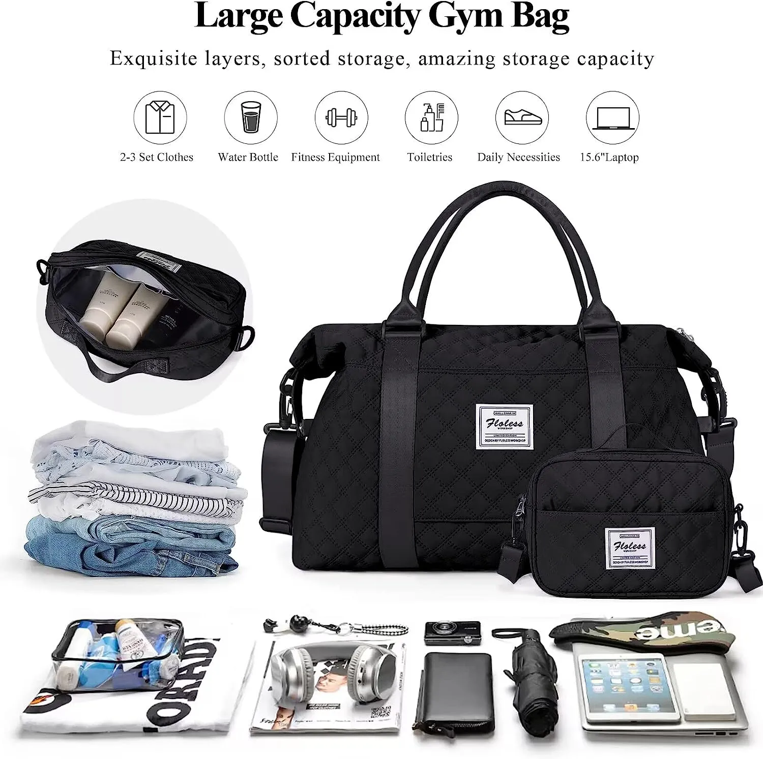 Travel Duffle Bag Men's Sports Tote Gym Bag Shoulder Weekend Travel Bag