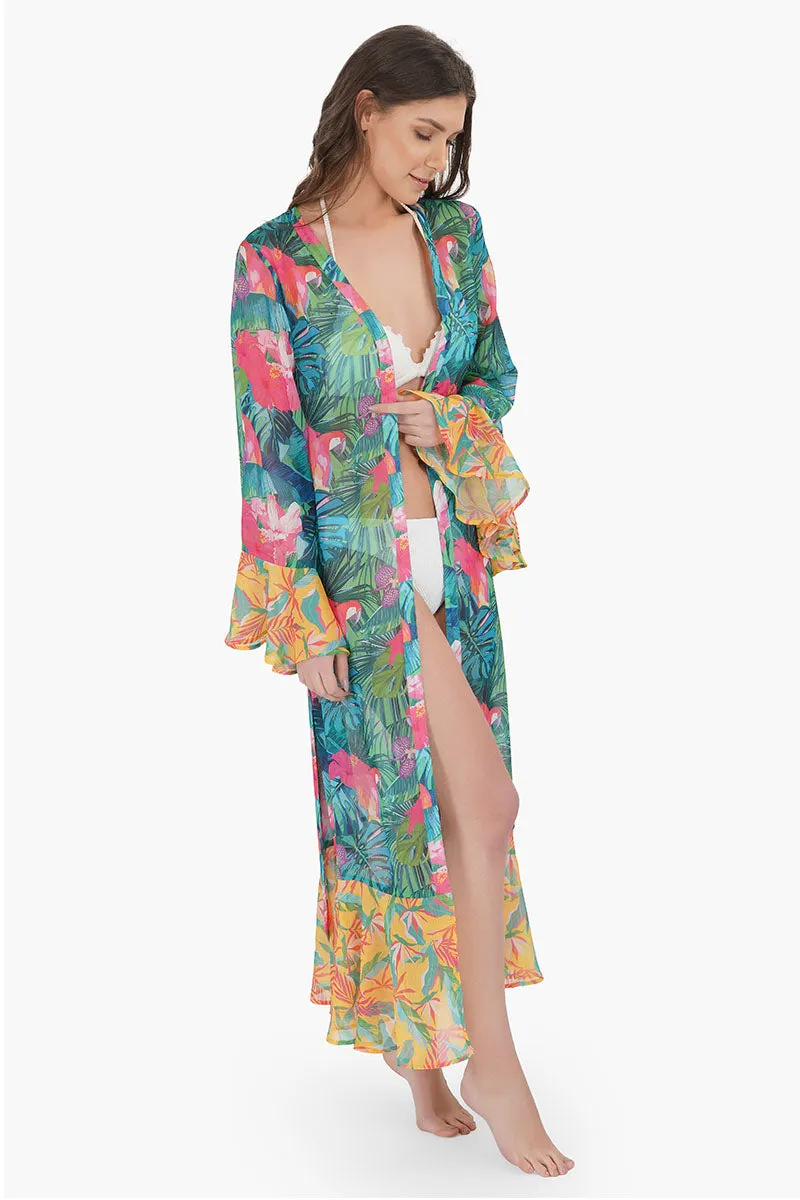 Tropical Forest Chiffon Cover Up