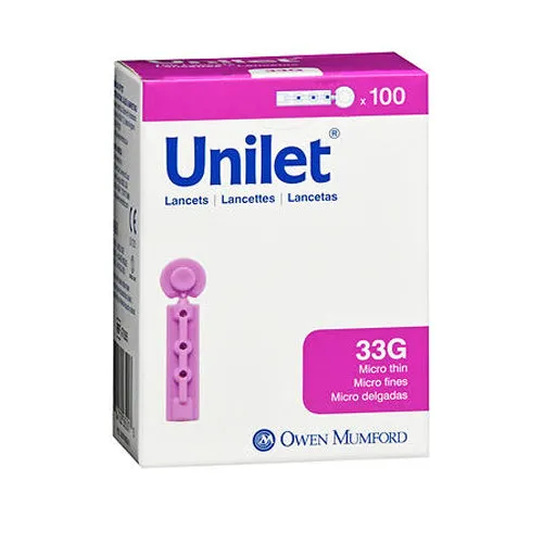 Unilet Micro Thin 33G Lancets Single-Use Sterile 100 Each By Lancet