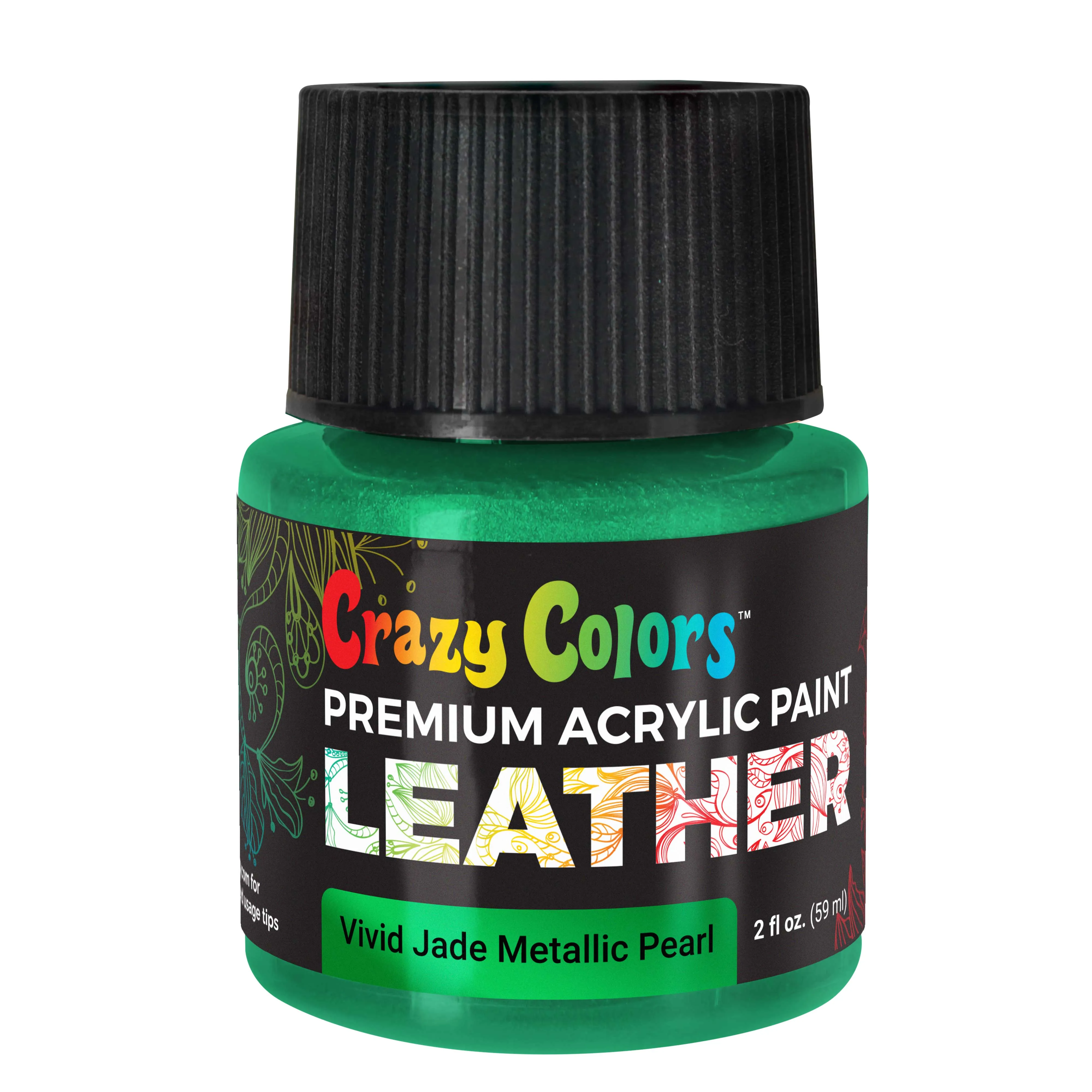 Vivid Jade Green Metallic Pearl Premium Acrylic Leather and Shoe Paint, 2 oz Bottle - Flexible, Crack, Scratch, Peel Resistant - Artist Create Custom Sneakers, Jackets, Bags, Purses